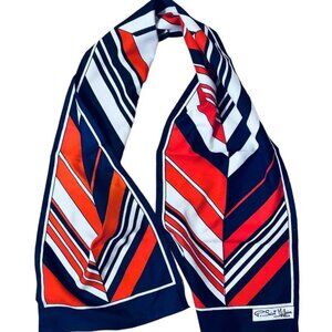 Vintage French Scarf Red White Blue Polyester P. Saint Hillaire Paris 54" x 10"